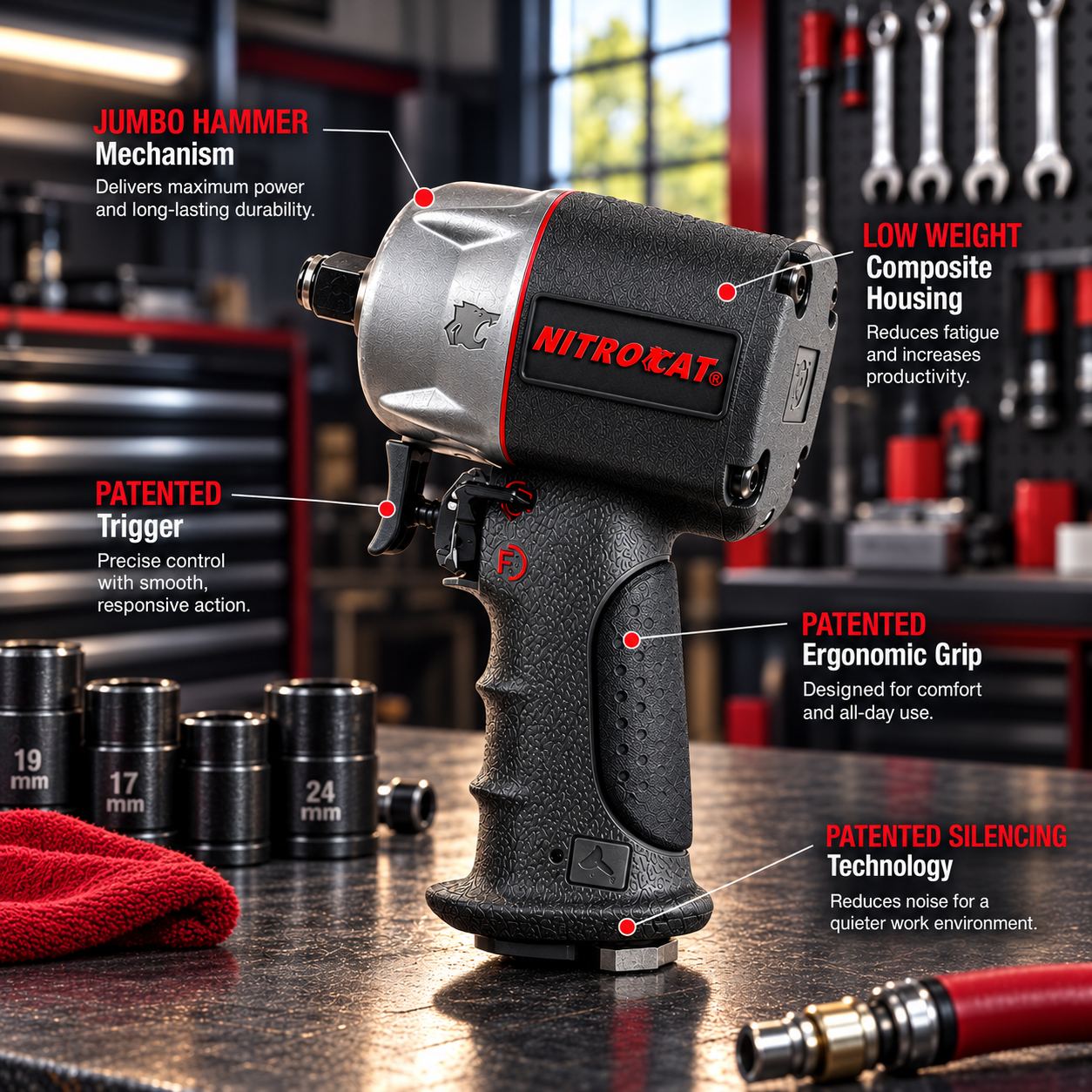 AIRCAT 1056-XL - ½” compact impact wrench - Image 2