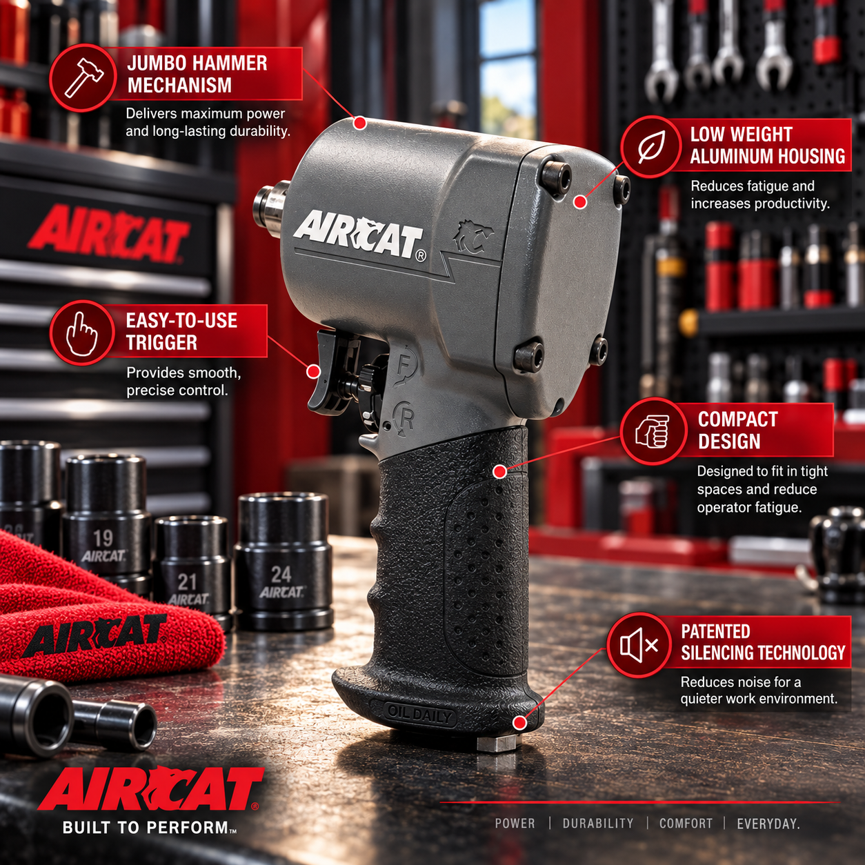 AIRCAT 1057-TH - ½” stubby impact wrench - Image 2