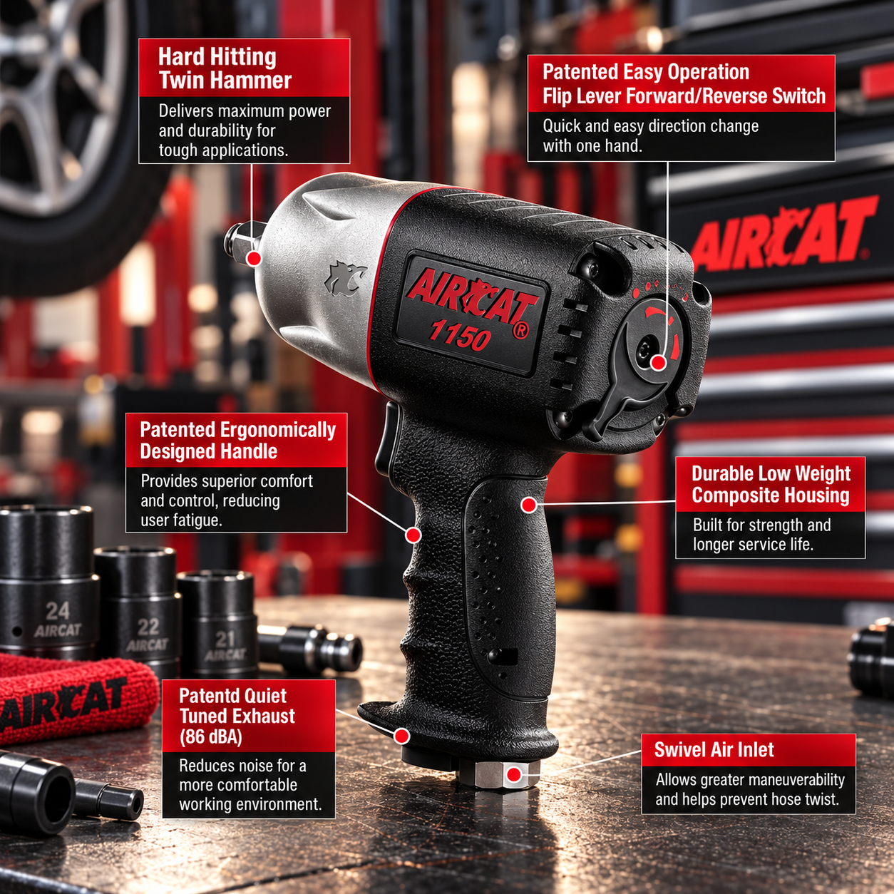 AIRCAT 1150 – ½” killer torque impact wrench - Image 2