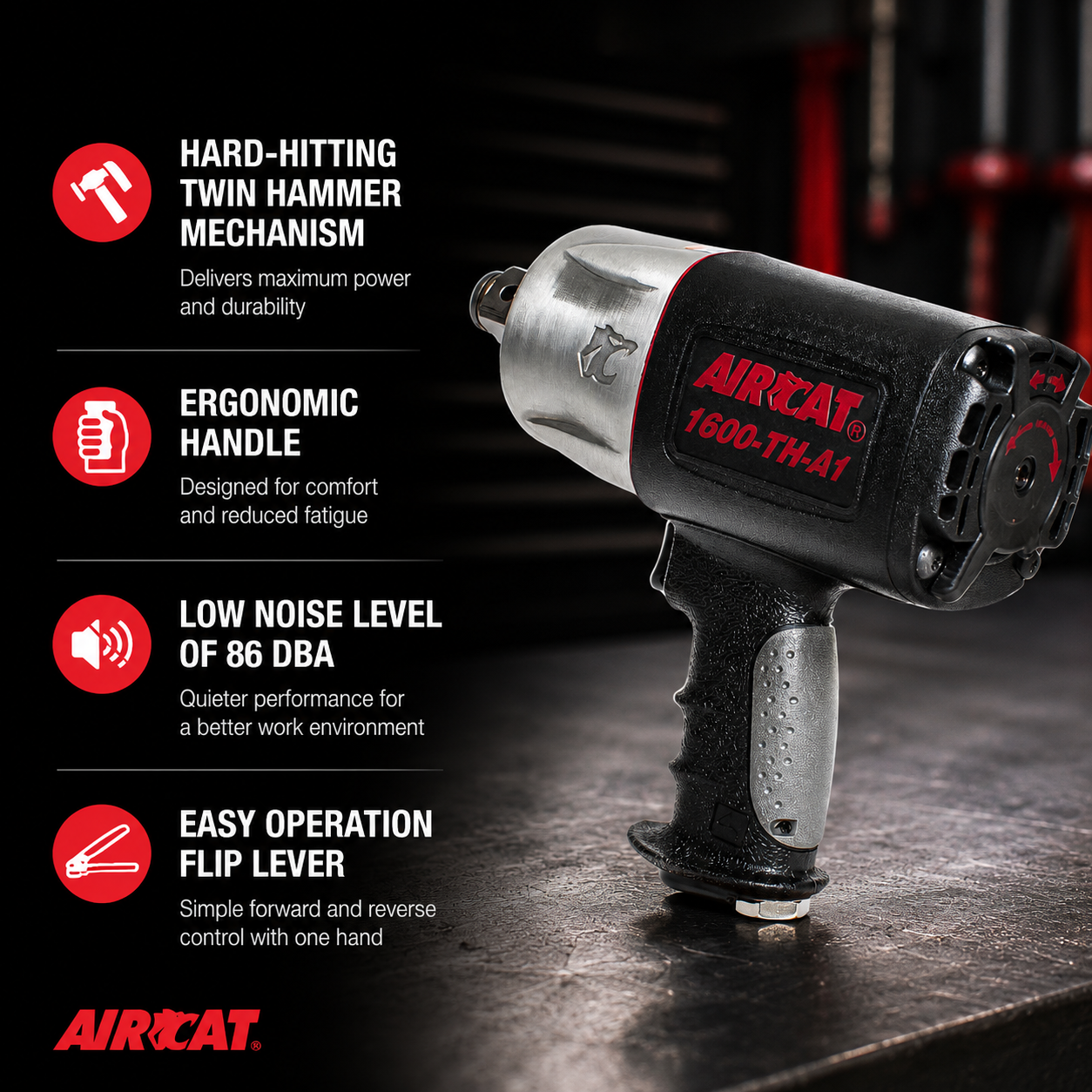 AIRCAT 1600-TH-A – ¾” killer torque impact wrench - Image 3