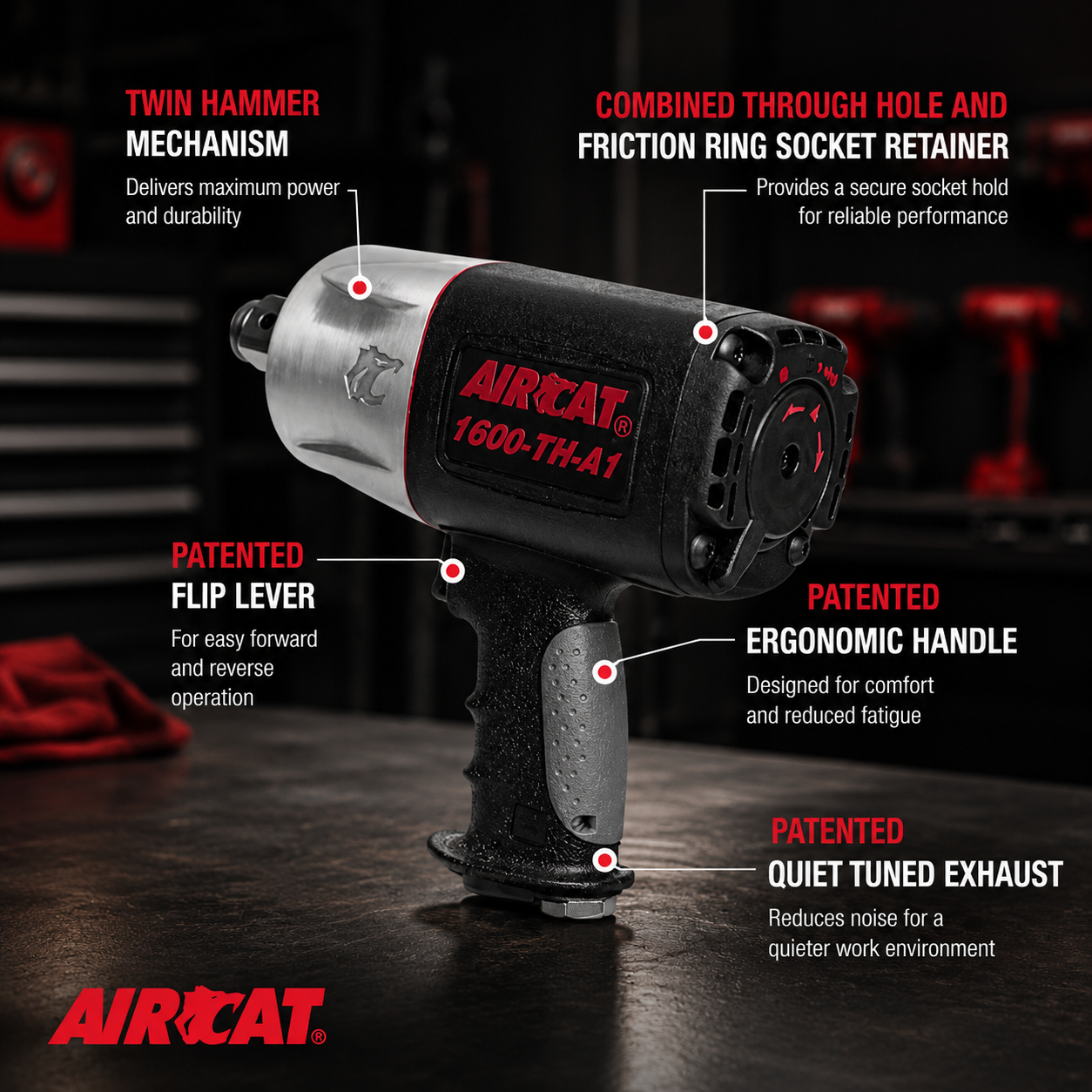 AIRCAT 1600-TH-A – ¾” killer torque impact wrench - Image 2