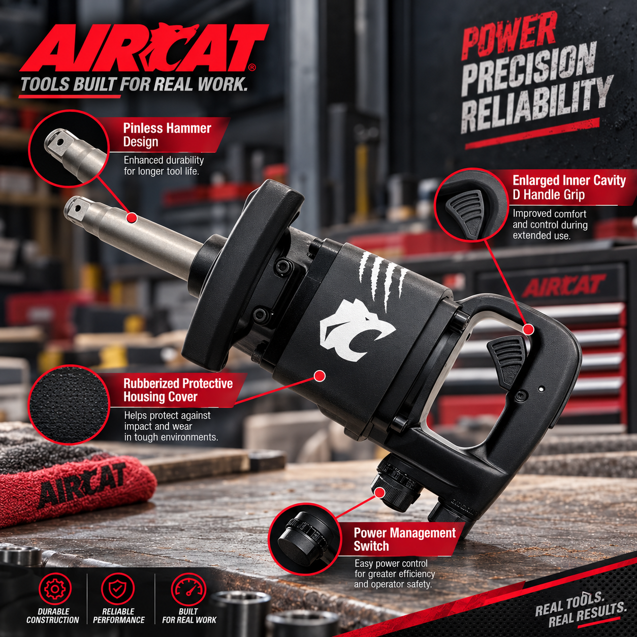 AIRCAT 1992-A – 1” x 6” heavy duty commercial impact wrench - Image 3