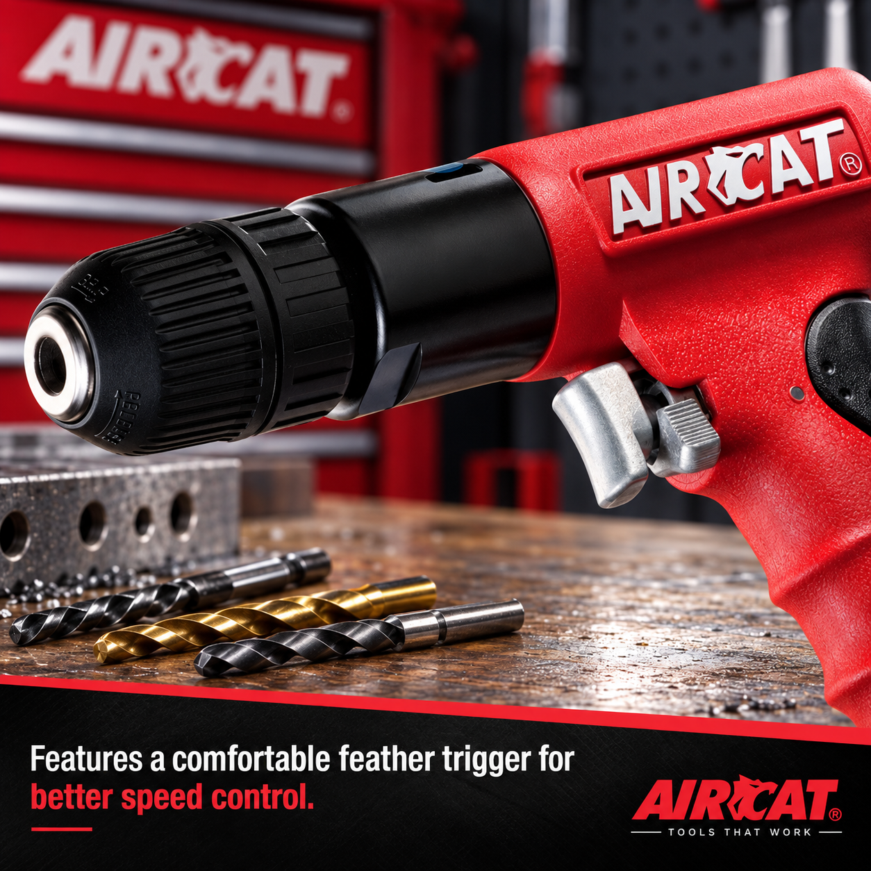 AIRCAT 4338 / 0.6 HP 3/8” composite reversible drill / keyless - Image 3