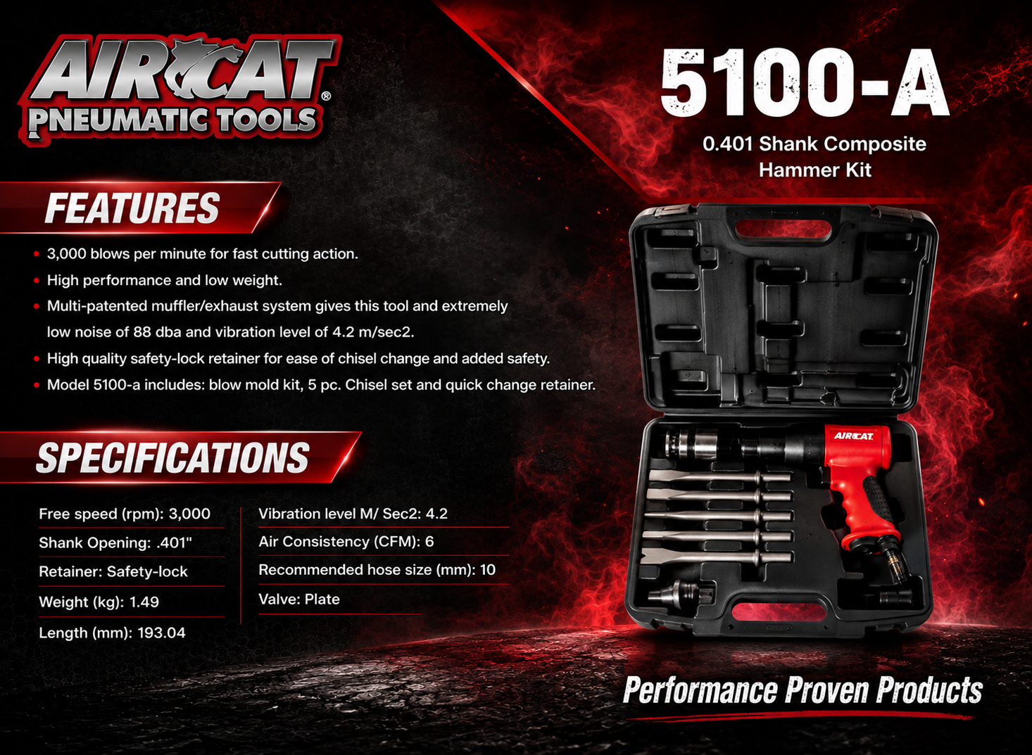 AIRCAT 5100-A / 0.401 shank / composite medium stroke hammer kit - Image 2