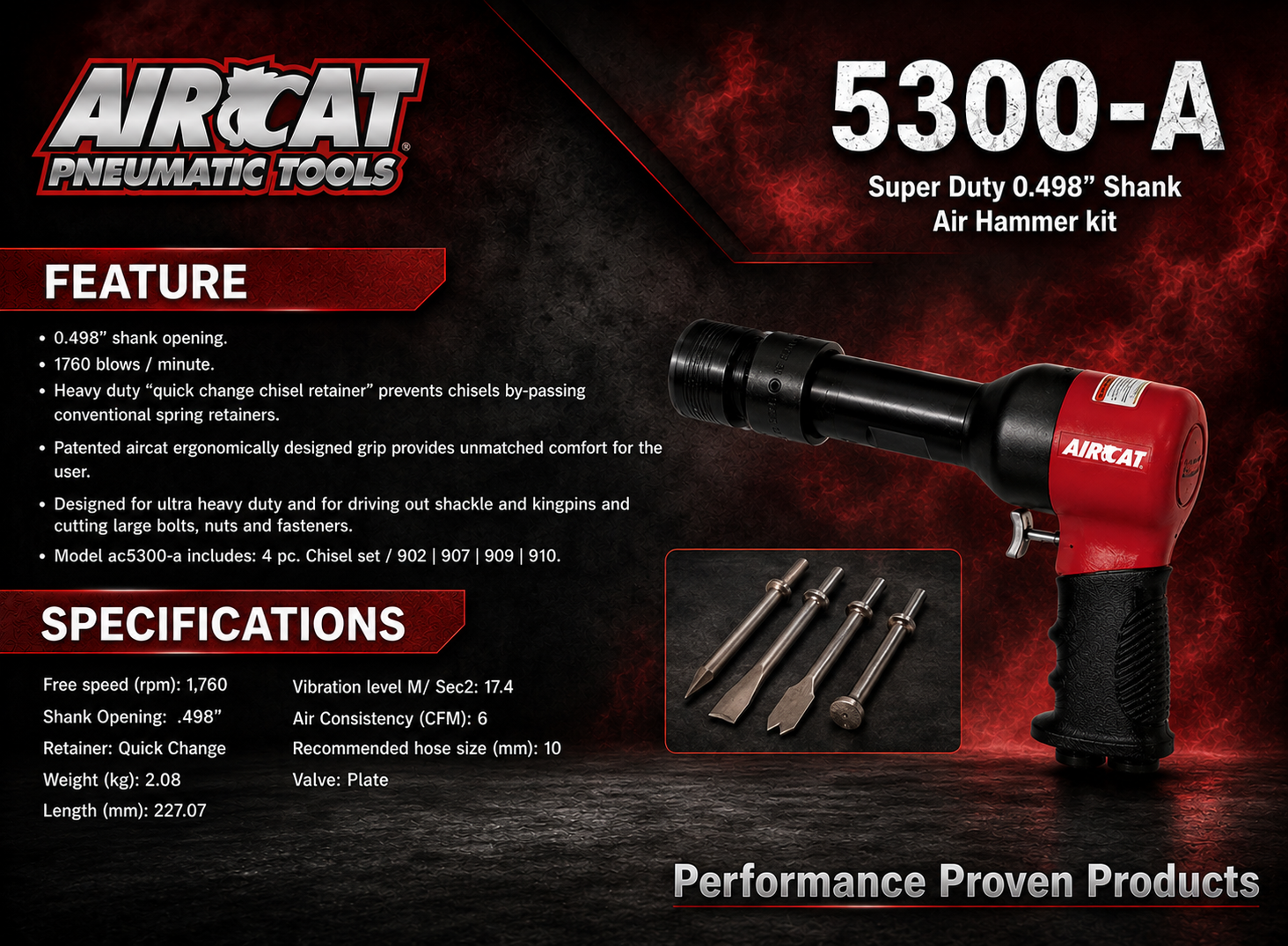 AIRCAT 5300-A / 0.498 shank / Super duty hammer kit - Image 2