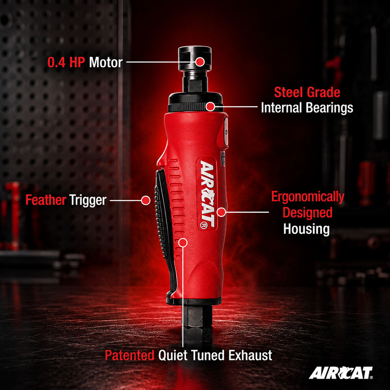 AIRCAT 6200 / 6mm / 0.40 HP / composite straight mini die grinder / 20,000 rpm - Image 2