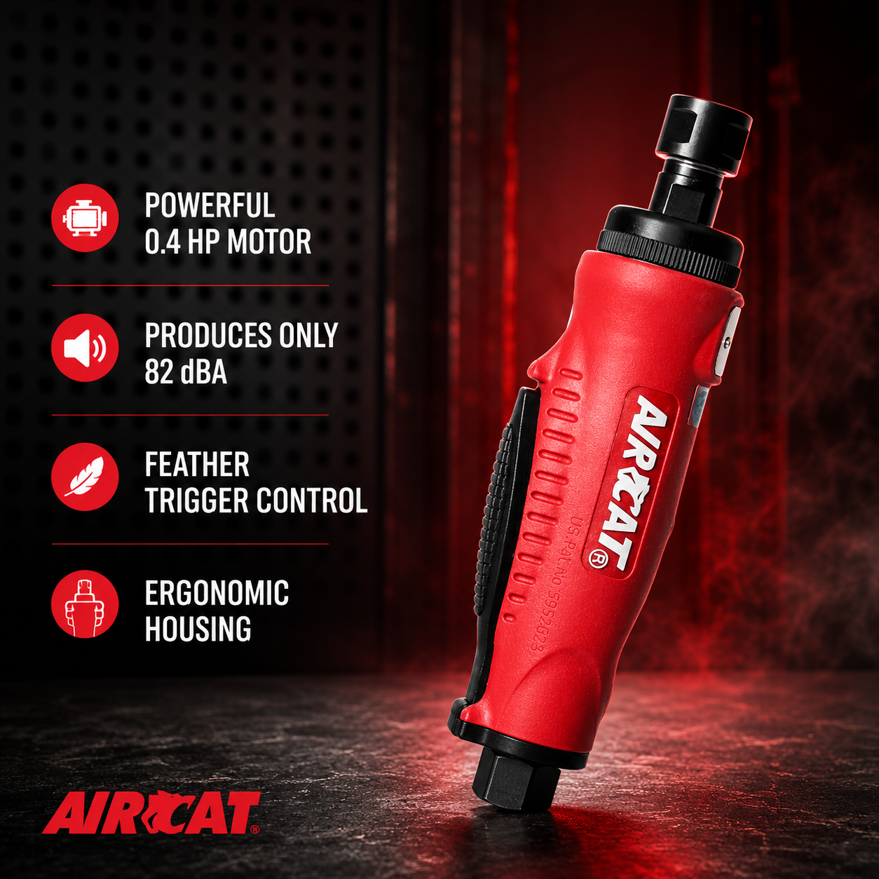 AIRCAT 6200 / 6mm / 0.40 HP / composite straight mini die grinder / 20,000 rpm - Image 3