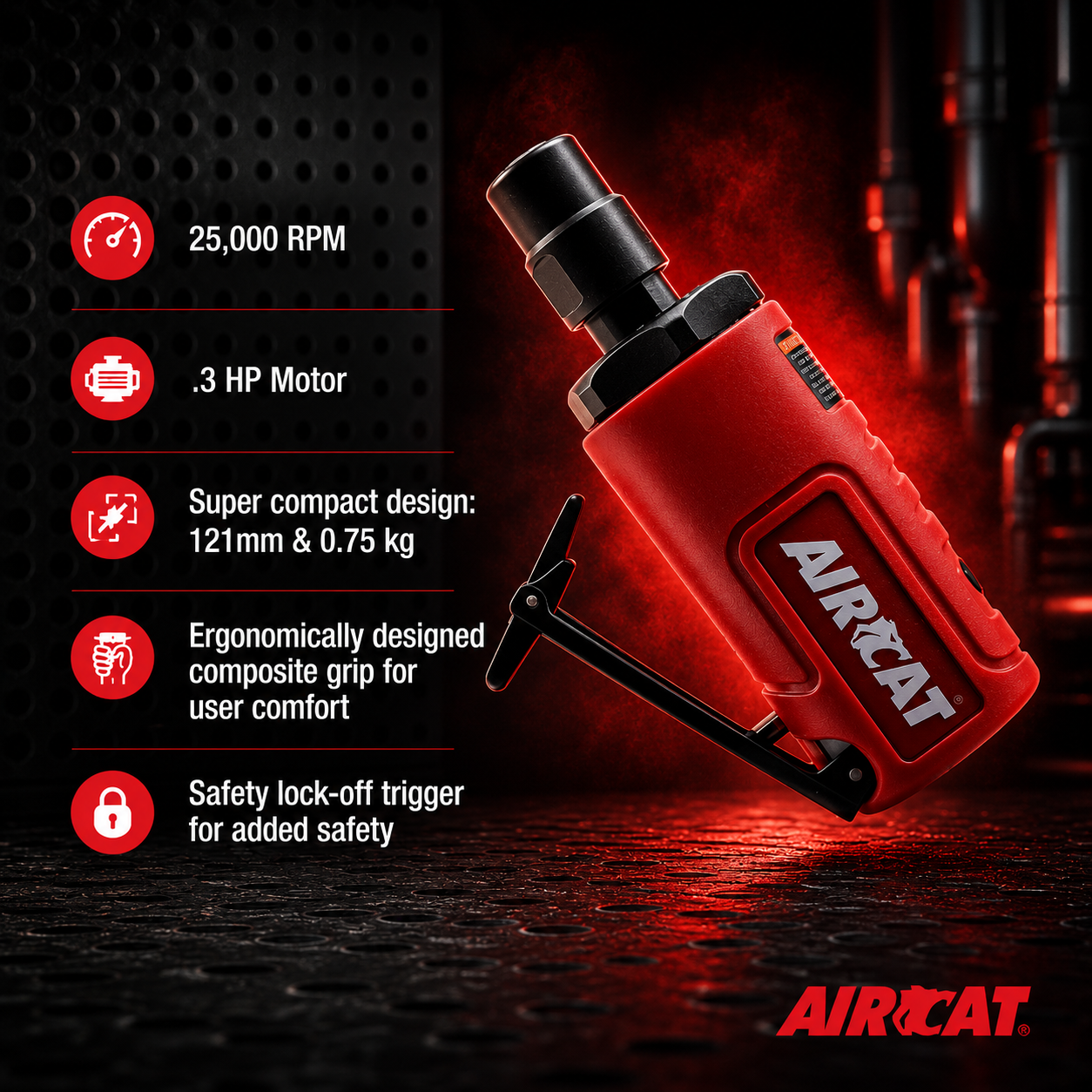 AIRCAT 6205 / 6mm / 0.3 HP / mini die grinder / 25,000 rpm - Image 3