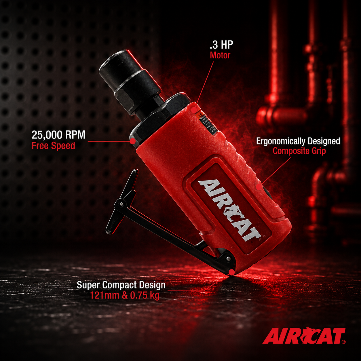 AIRCAT 6205 / 6mm / 0.3 HP / mini die grinder / 25,000 rpm - Image 2