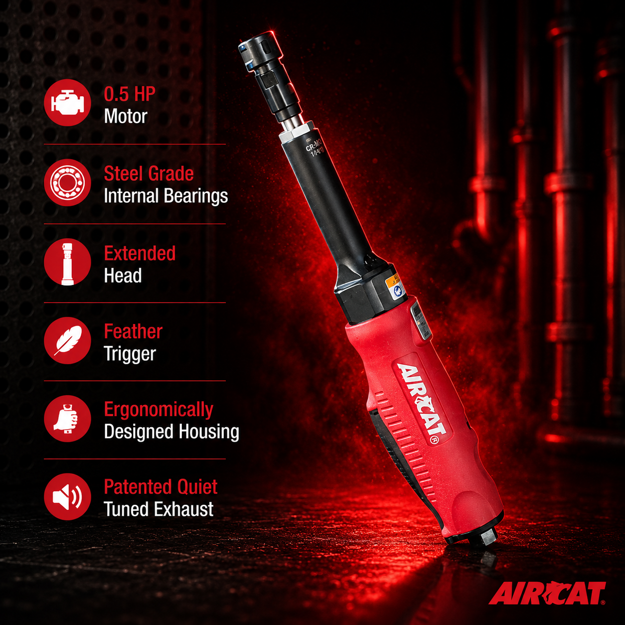 AIRCAT 6210 / 6mm / 0.5 HP / composite straight extended die grinder / 20,000 rpm - Image 2