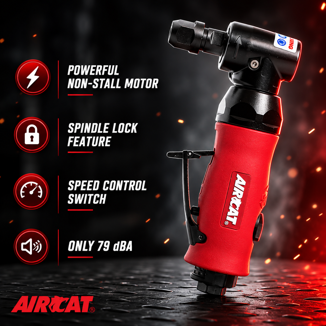 AIRCAT 6280 / 6mm / 0.75 HP Angled die grinder c/w spindle lock - Image 2