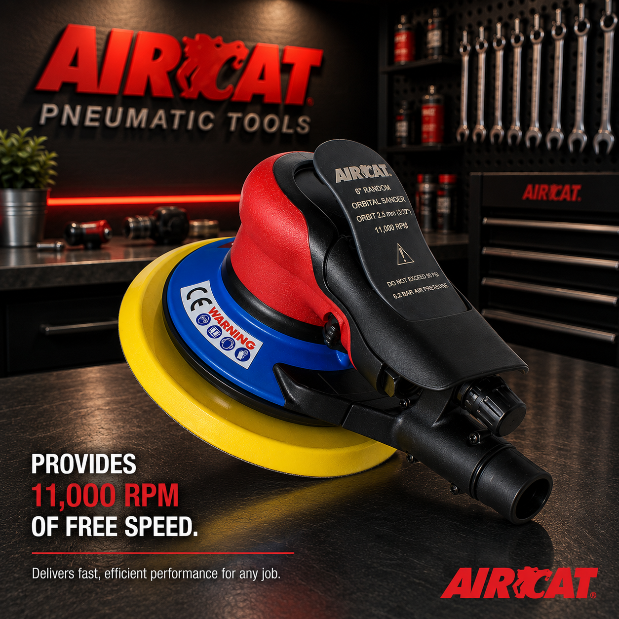 AIRCAT 6700-6-332CV / 6” palm sander / central vacuum / 2.5mm orbit - Image 3