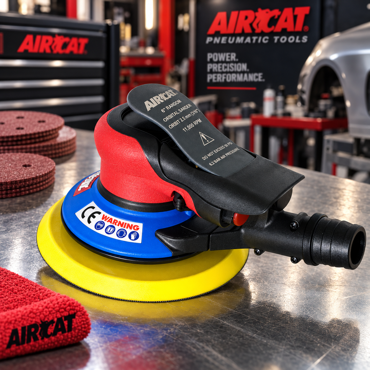 AIRCAT 6700-6-332SV / 6” palm sander / self generating vacuum / 2.5mm orbit