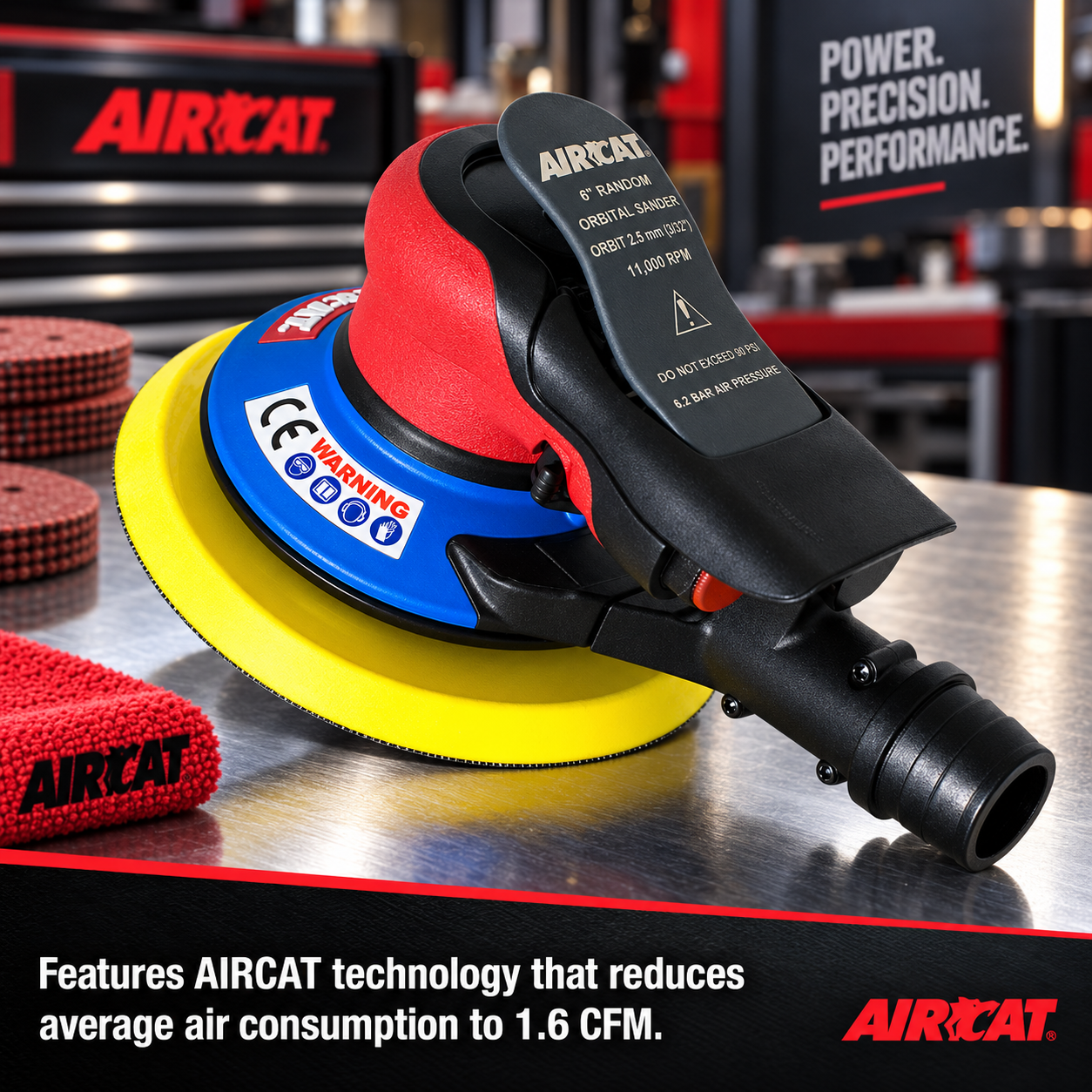 AIRCAT 6700-6-332SV / 6” palm sander / self generating vacuum / 2.5mm orbit - Image 3