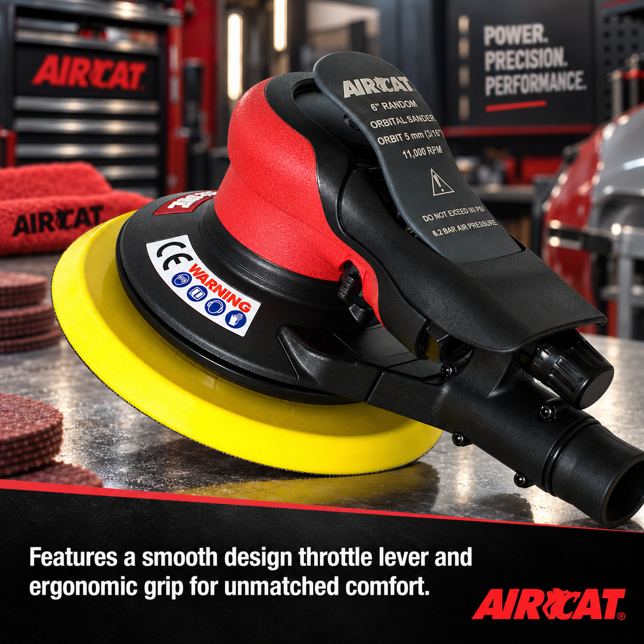 AIRCAT 6700-6-336CV / 6” palm sander / central vacuum / 5mm Orbit - Image 3