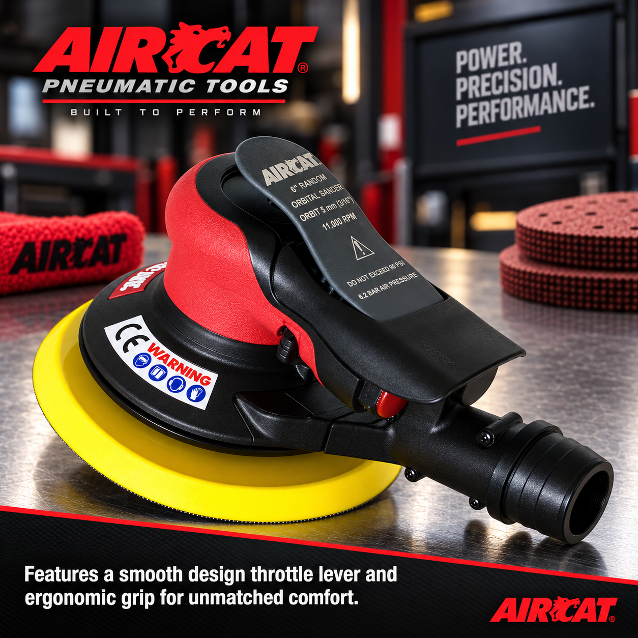 AIRCAT 6700-6-336SV / 6” palm sander / self generating vacuum / 5 mm orbit - Image 3