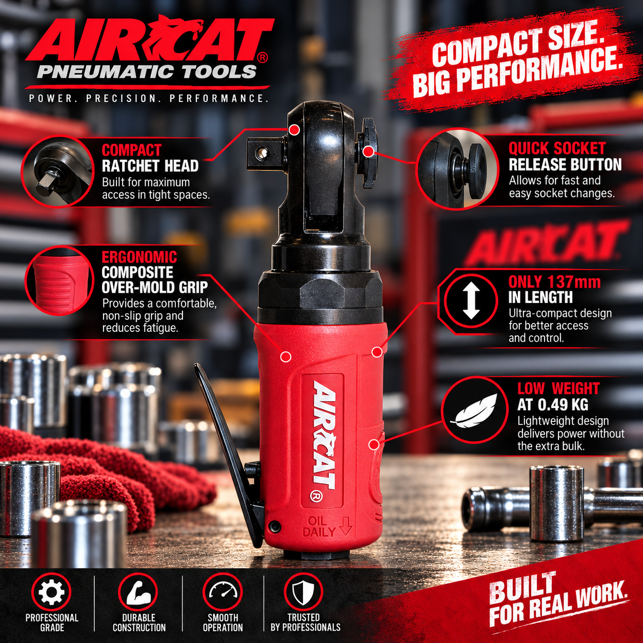 AIRCAT 807 - 3/8″ composite mini ratchet - Image 2