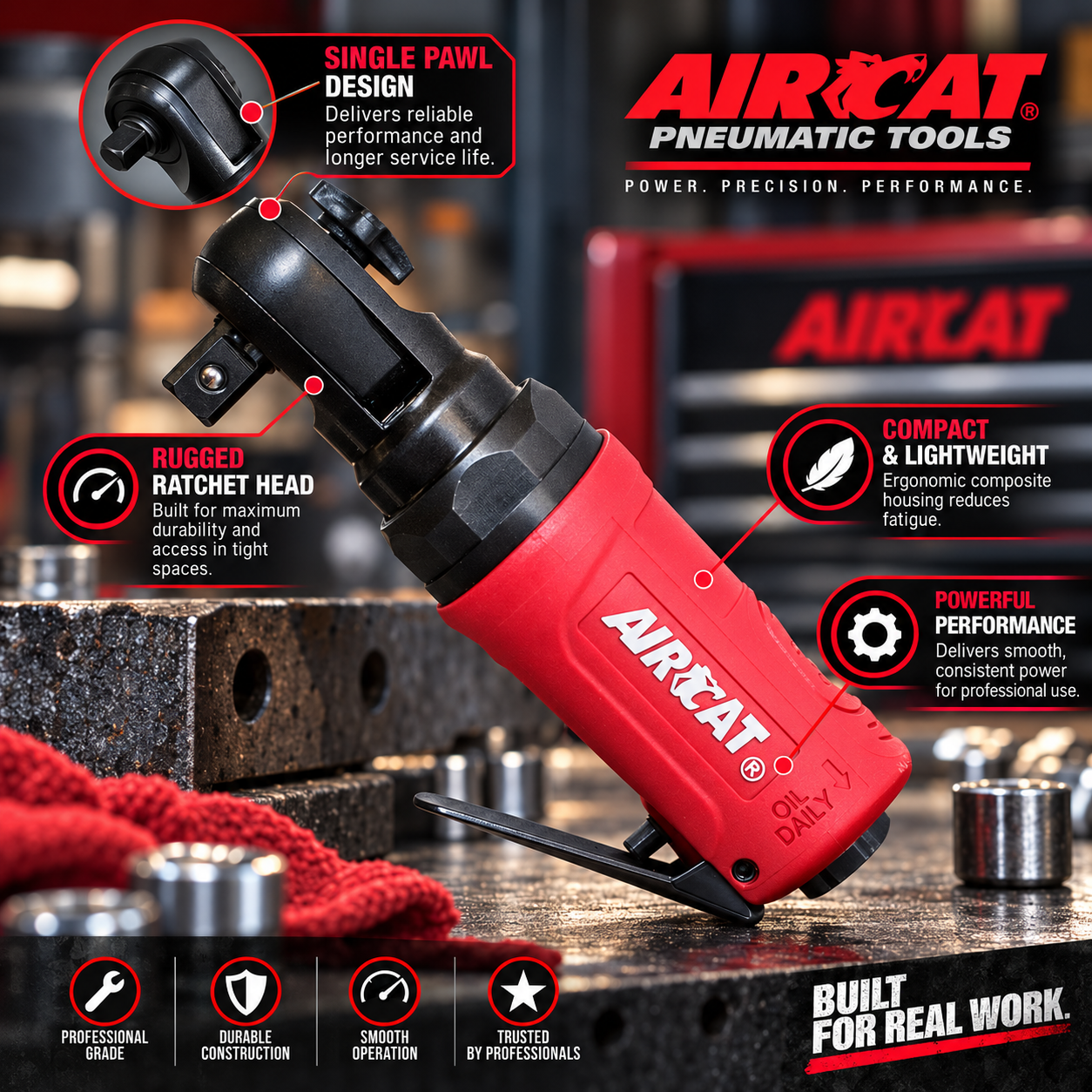 AIRCAT 807 - 3/8″ composite mini ratchet