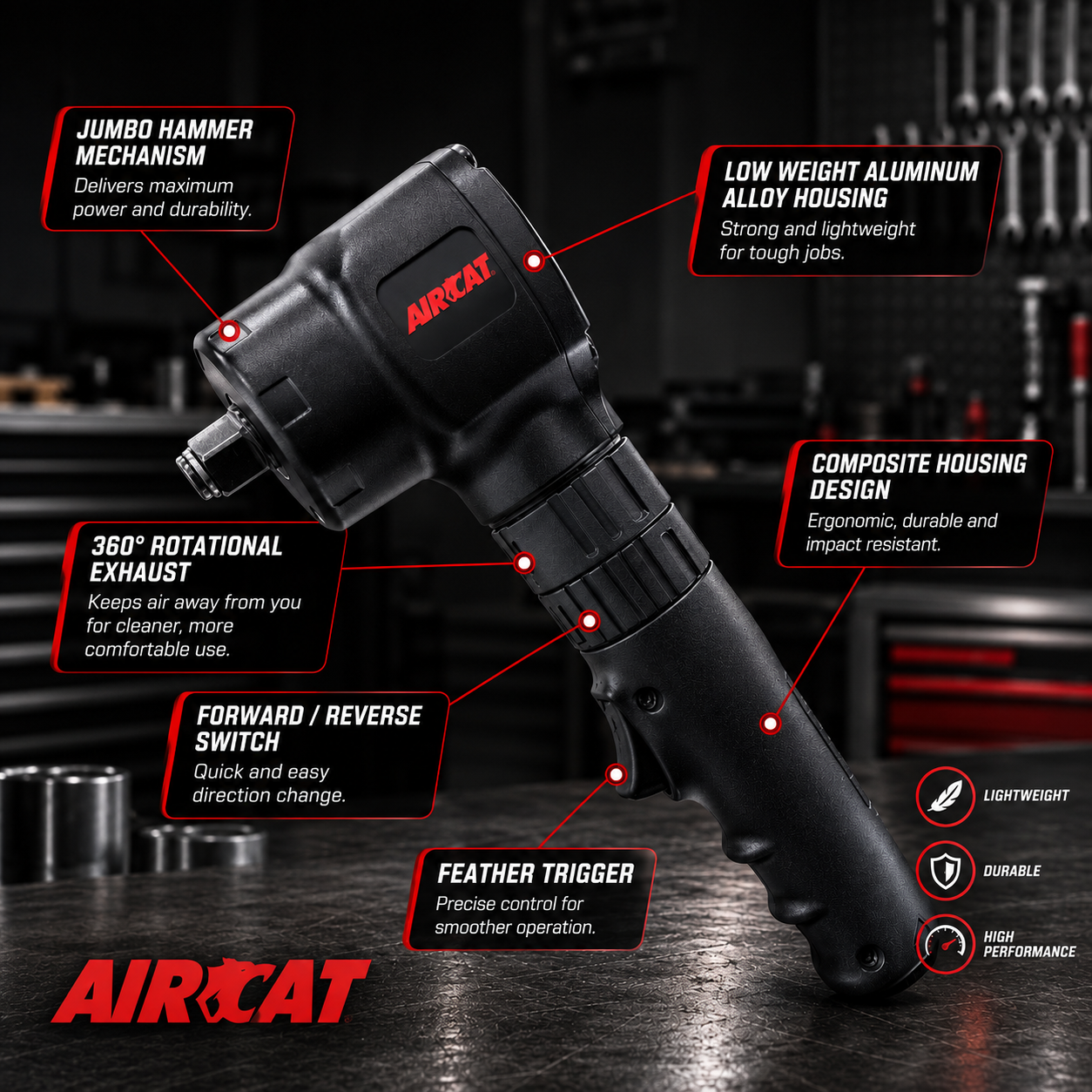 AIRCAT 1070 - ½” angled impact wrench - Image 2